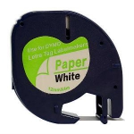 Marķ.lente DYMO LetraTag 12mmx4m, melns/balts (papīrs),  ekviv
