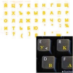 Uzlīmes tastatūrai RU dzeltens uz caurspīdīga fona